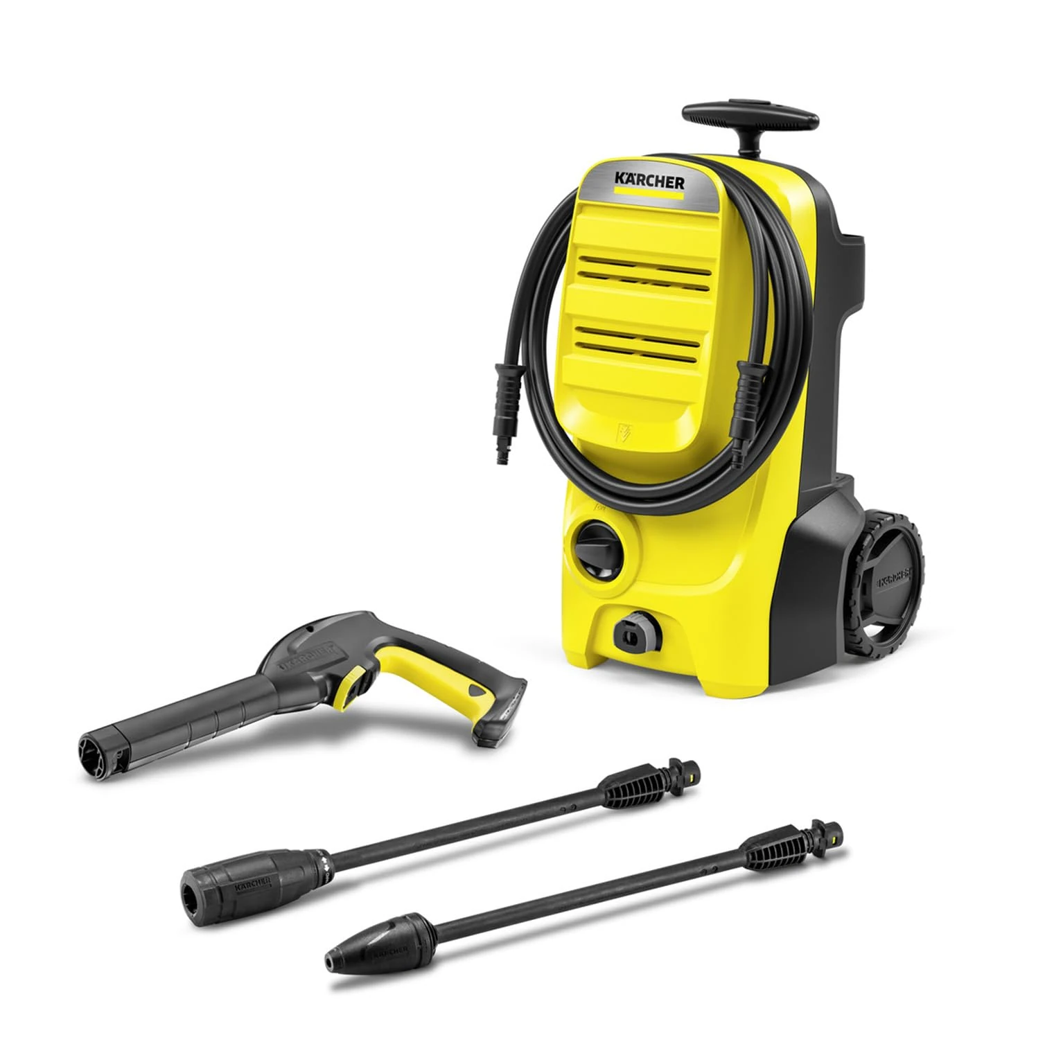 Kärcher K 4 Classic Pressure Washer, Pressure: max. 130 bar, Flow Rate: 420 l/h, Area Coverage: 30 m²/h, Water Filter, Weight: 4.6 kg, high-Pressure Hose and Gun, Dirt Blaster, Spray Lance