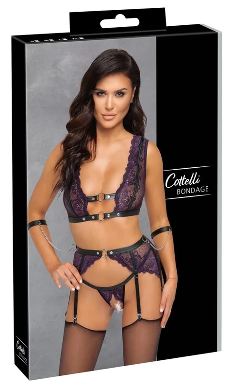 Bra Set Bondage M Black/Purple