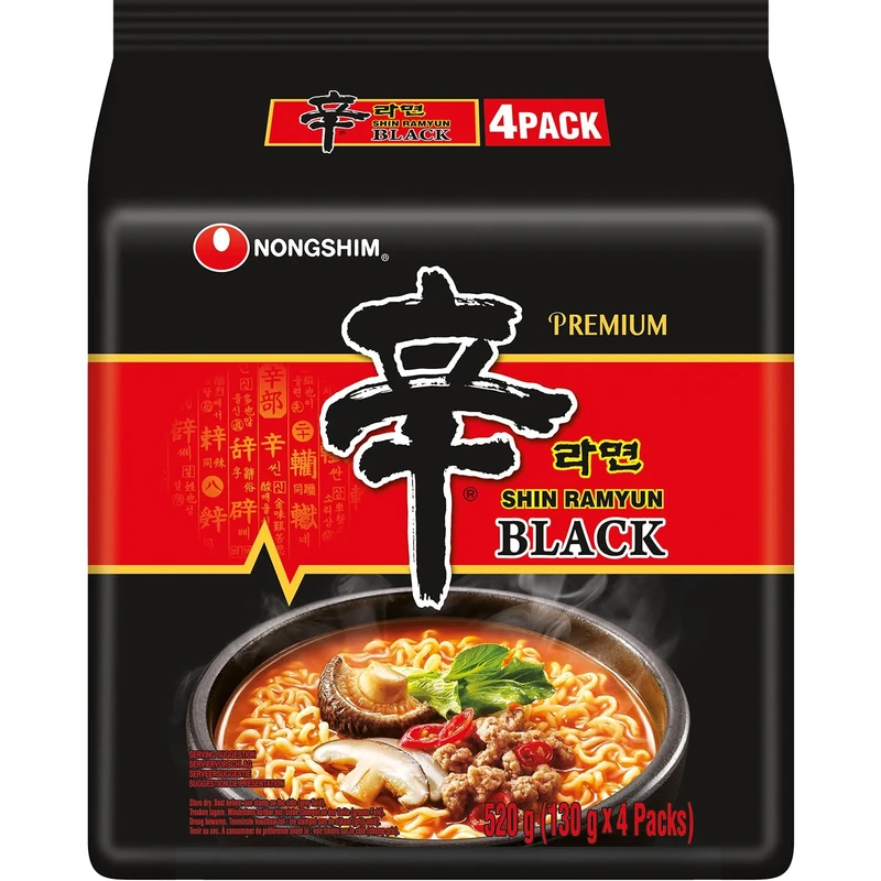 Nongshim Premium Shin Ramyun Black 130g Instant Noodle Korean Ramen HALAL Pack 4
