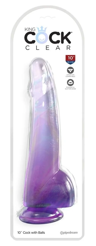 King Cock King Cock Clear 10" with Balls - Purple Clear/Purple 25.5 cm