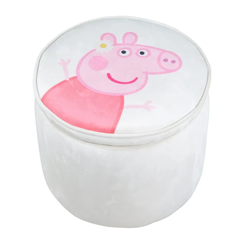 roba Children's Stool in Peppa Pig Design - Stool with Storage for Girls & Boys from 18 Months - Load Capacity up to 60 kg - Round Padded Stool in Beige/Pink