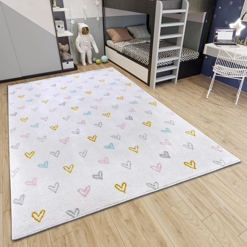 Hanse Home Adventures Children's Rug - Modern Heart Pattern Rug Boys Girls for Children's Room, Playroom, Teenager's Room, Living Room - Cream Colourful, 160 x 235 cm