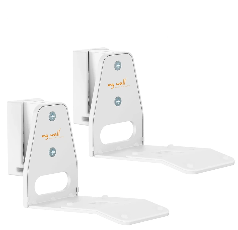 my wall HS41WL Speaker Wall Mount Tiltable Rotatable White Pack of 2
