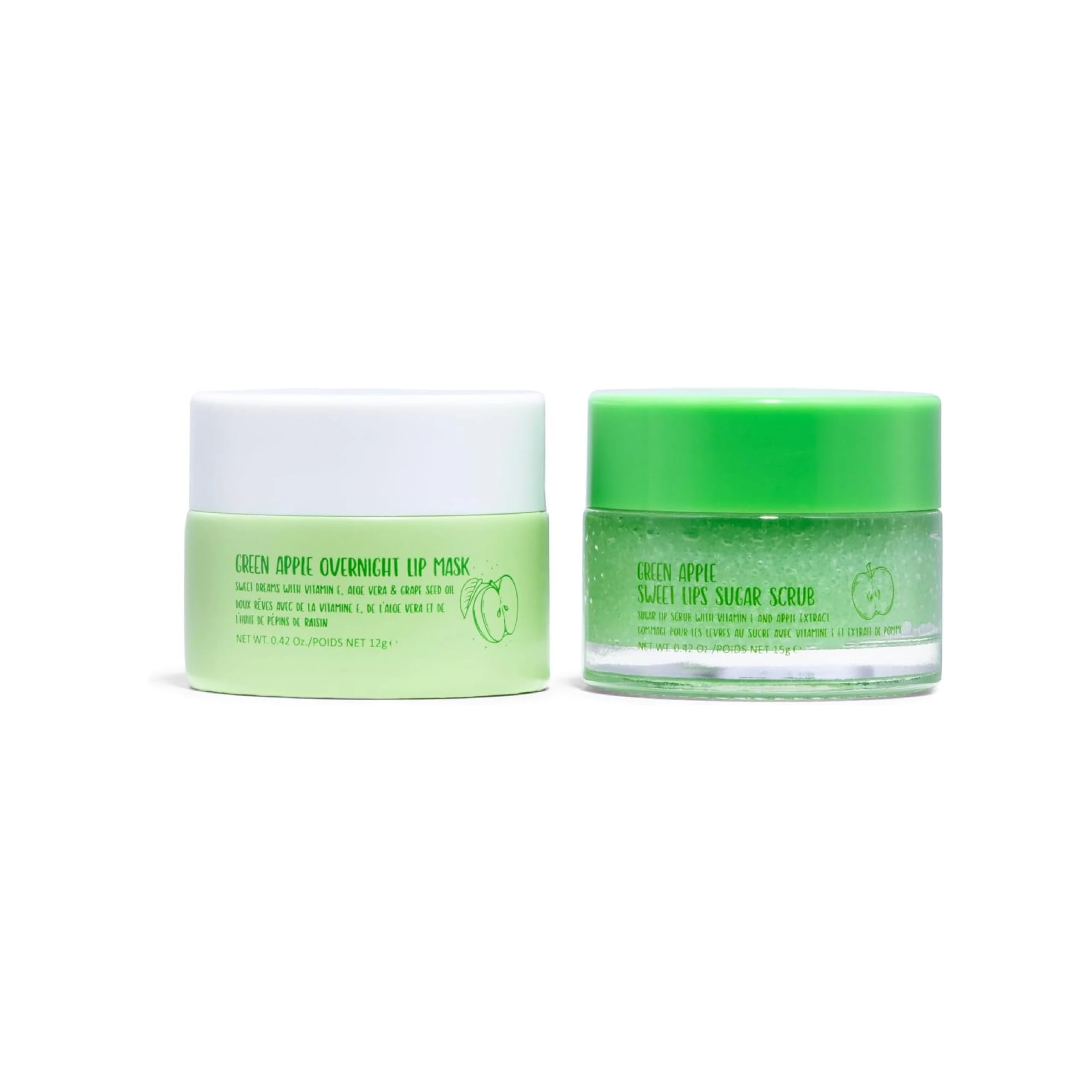 W7 Sweet Dreams Lip Scrub & Overnight Lip Mask Duo - 2 Piece Gift Set - Apple Flavour - Exfoliate, Condition, Soothe & Hydrate