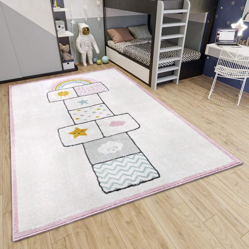 Hanse Home Adventures Children's Rug - Bouncy Box, Bouncy Game Pattern Rug Boys Girls for Children's Room, Playroom, Teenager's Room, Living Room - Pink, 160 x 235 cm