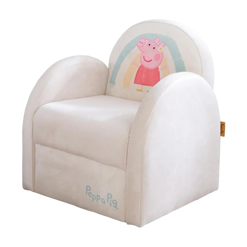 roba Children's Armchair in Peppa Pig Design - Armchair with armrest for Boys & Girls from 18 Months - Load Capacity up to 80 kg - Velvet Cover in Beige
