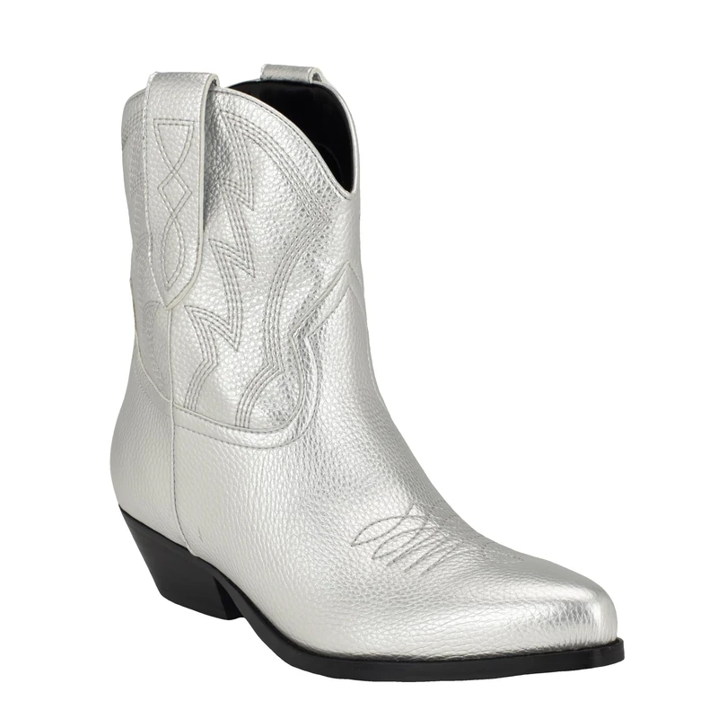 GUESS Women's Ginette Ankle Boot, Silver 040, 6 UK