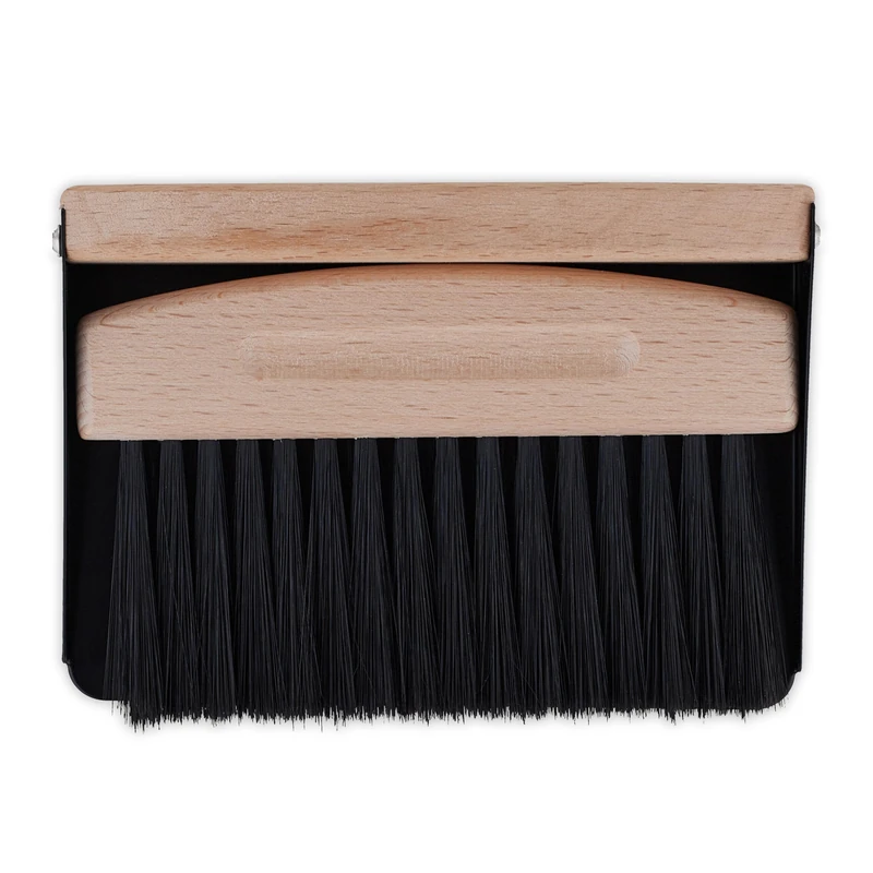 Relaxdays Mini Dustpan and Brush, Tabletop Broom, Cleaning Equipment, Kitchen & Camping, Metal & Wooden, Black/Natural - Image 1