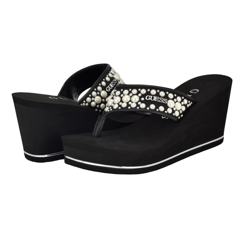 GUESS Women's Silus Wedge Sandal, Black 001, 8.5 UK - Image 1