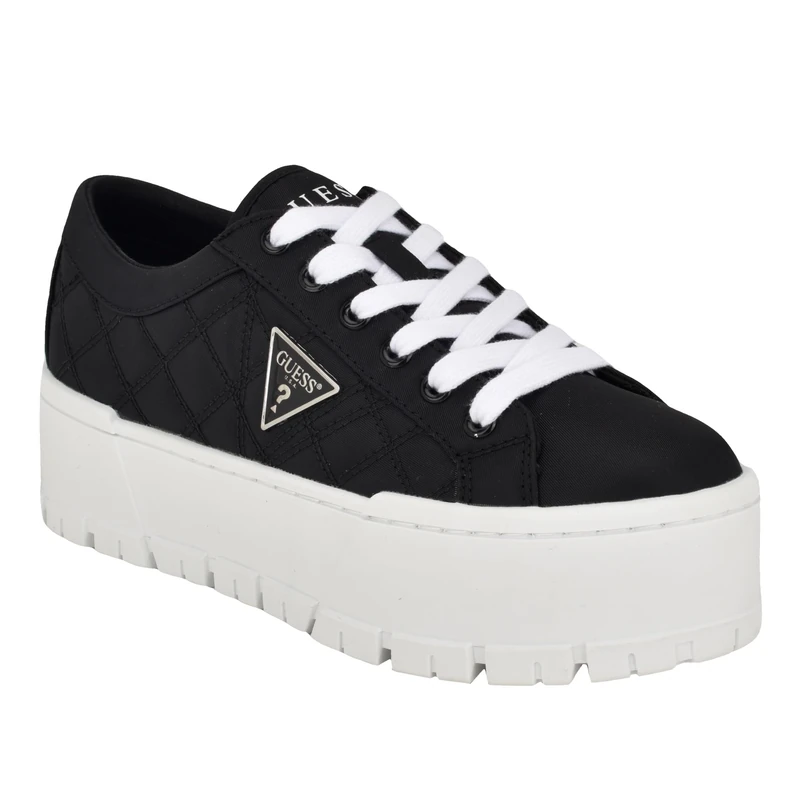 GUESS Women's Tesie Sneaker, Black 001, 3 UK