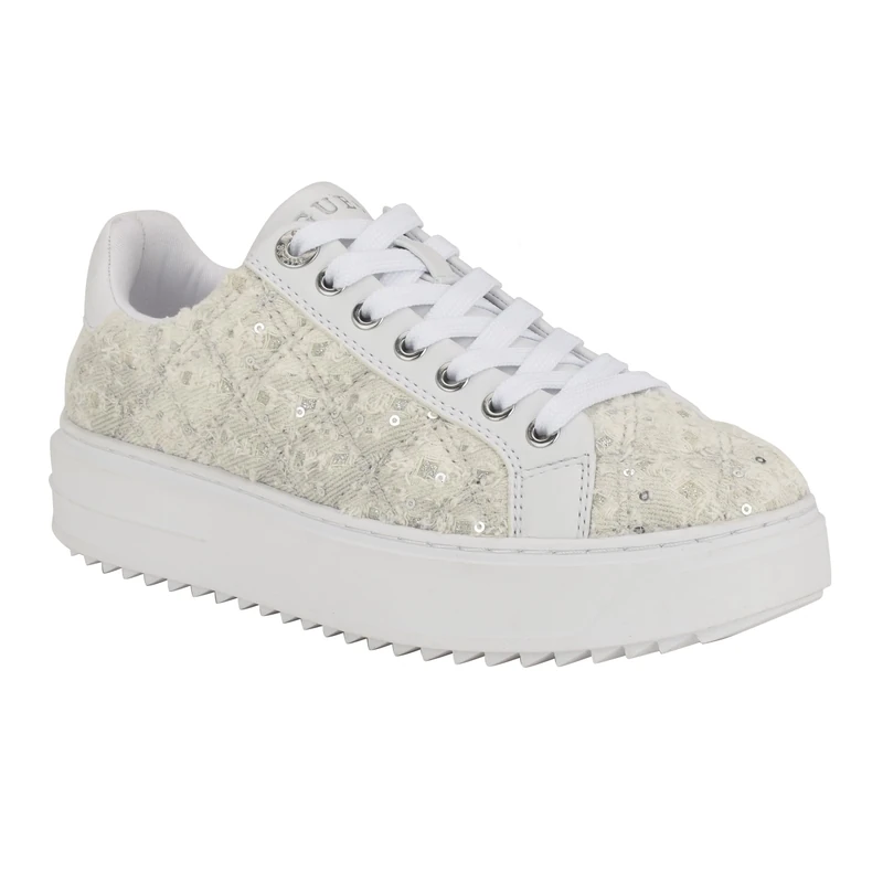 GUESS Women's Denesa Sneaker, Ivory/White 154, 8.5 UK