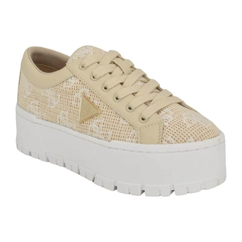 GUESS Women's Tesie Sneaker, Natural 110, 8 UK