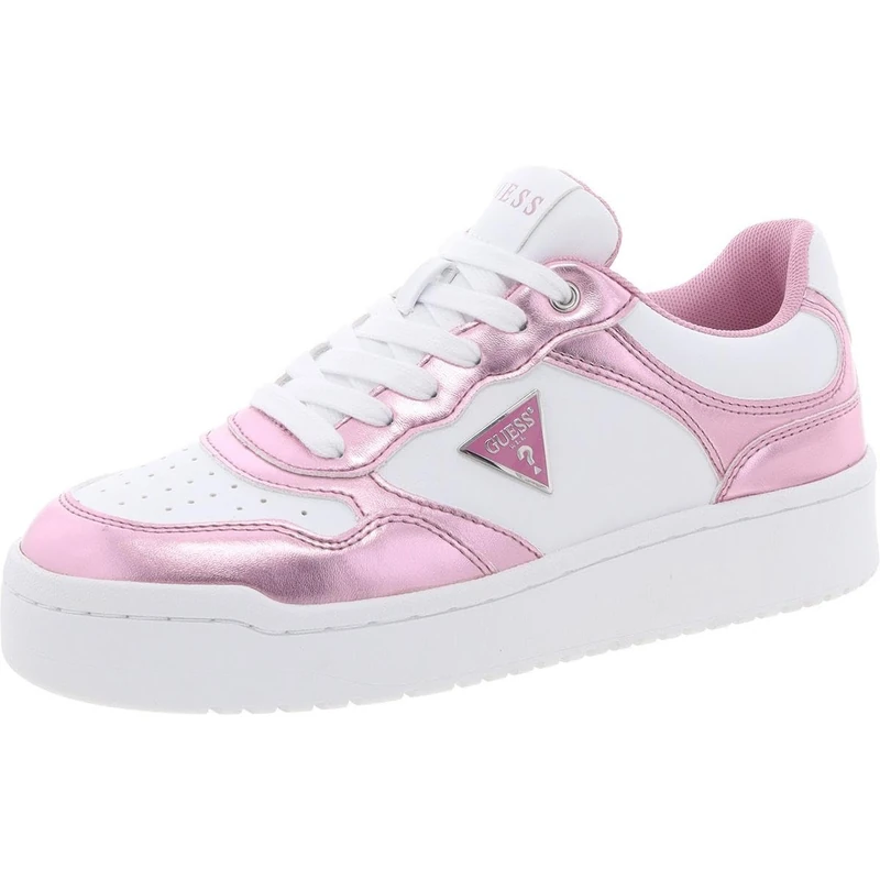 GUESS Women's Miram Sneaker, White/Pink 143, 7 UK