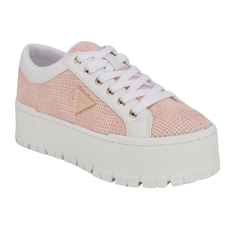 GUESS Women's Tesie Sneaker, Cameo/White 682, 6 UK