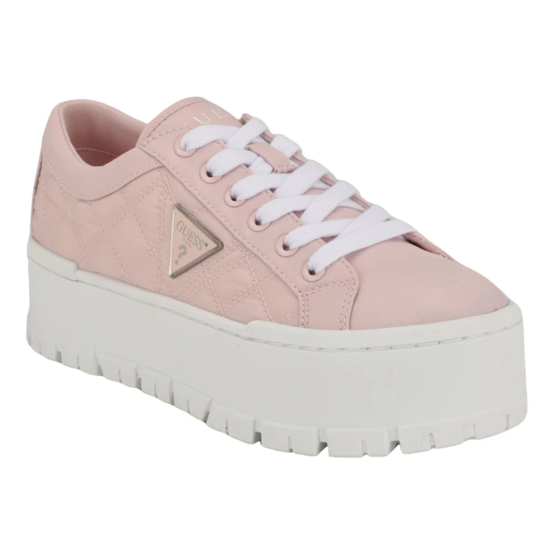 GUESS Women's Tesie Sneaker, Light Pink 680, 6 UK