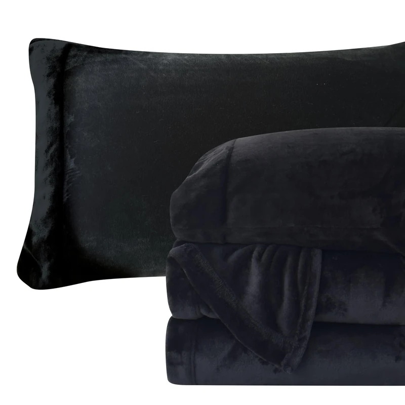 Elegant Comfort 4 Piece Flannel Bed Sheet Set - Cozy Warm Anti-Static Anti-Pilling - Cal King Size - Black