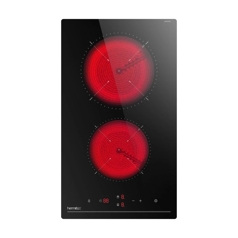 Hermitlux ceramic hob,Built-in 29 cm black glass ceramic electric hob,9 power levels,Sensor touch control, child lock, 1-99 minute timer,Suitable for all pots and pans