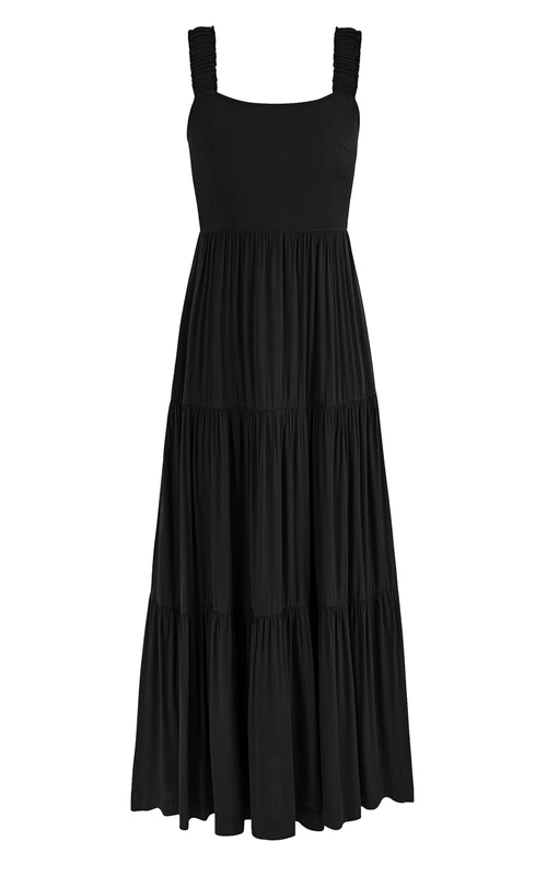 PRETTYGARDEN Women's 2024 Sun Dresses Women Summer Casual Flowy Tired Maxi Dress Backless Beach Long Dresses Tank Dress, Black, S - Image 1