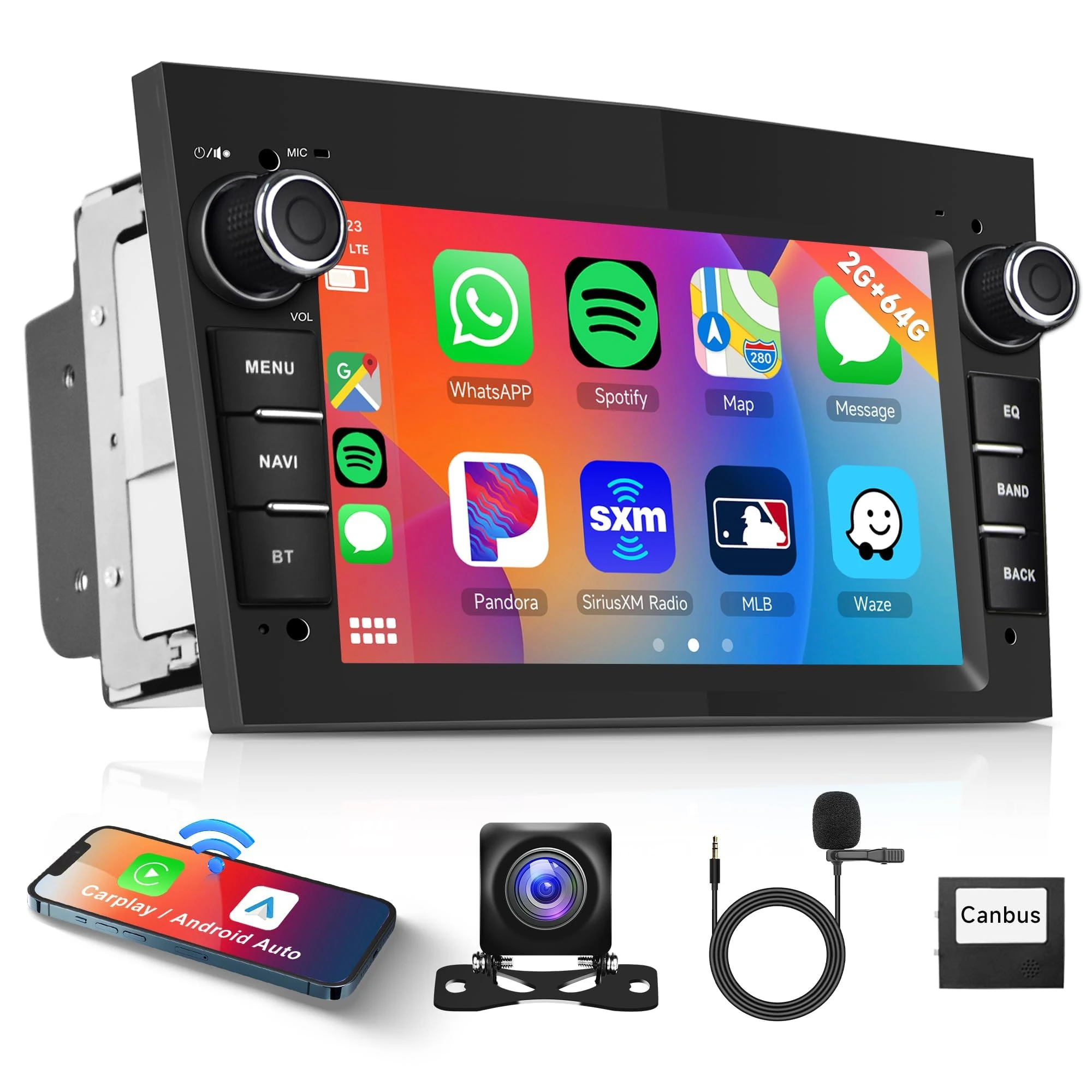 2G 64G Android Car Stereo for Vauxhall Astra Corsa Vauxhall Meriva Zafira Vivaro with Carplay Android Auto, Rimoody 7 Inch Touch Screen Car Radio GPS HiFi WiFi FM RDS Radio Bluetooth Reverse Camera