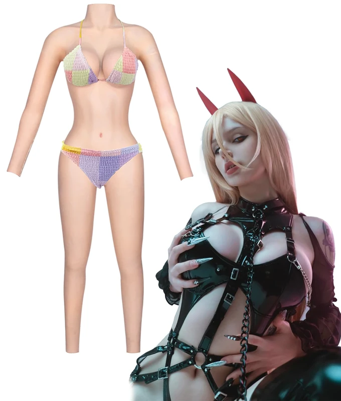 SVBEEFAR Silicone Bodysuit C-G Cup Whole Body Silicone Bodysuit For Crossdressers Drag Queen Transgender, Color2, C cup silicone filler