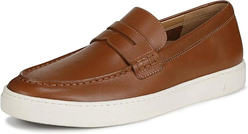 Vionic Men's Loafers & Moccasins - Thompson, Tan Brown Leather, UK 7, Medium Fit
