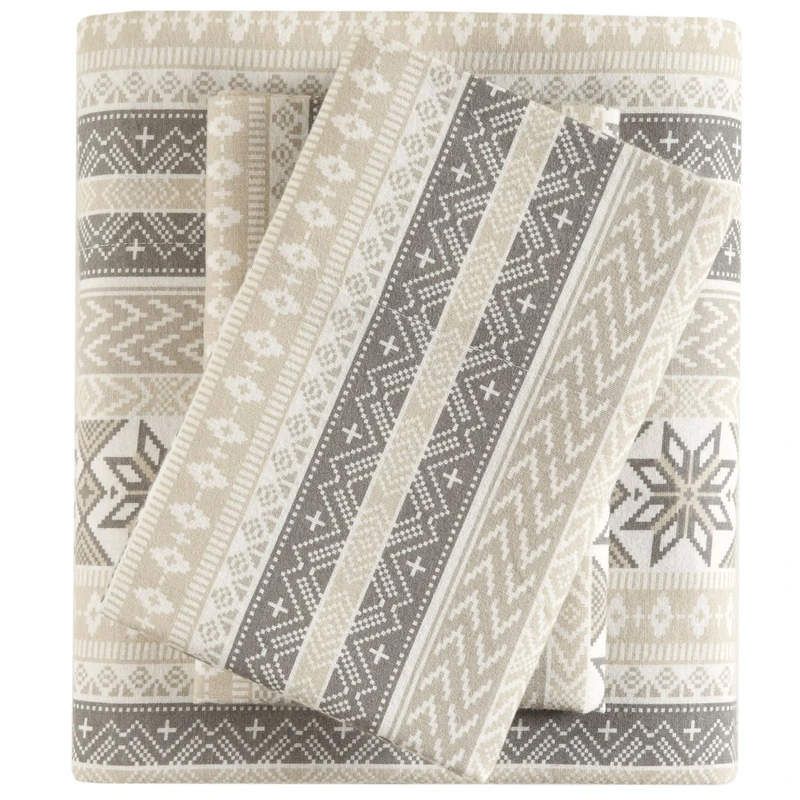 SLEEP PHILOSOPHY True North Flannel Sheets King Size, Cozy 100% Cotton Flannel Bed Sheets, Ultra Soft Cute Sheet Set, Elastic Pocket Fits Up to 14" Mattress, Nordic 4 Piece