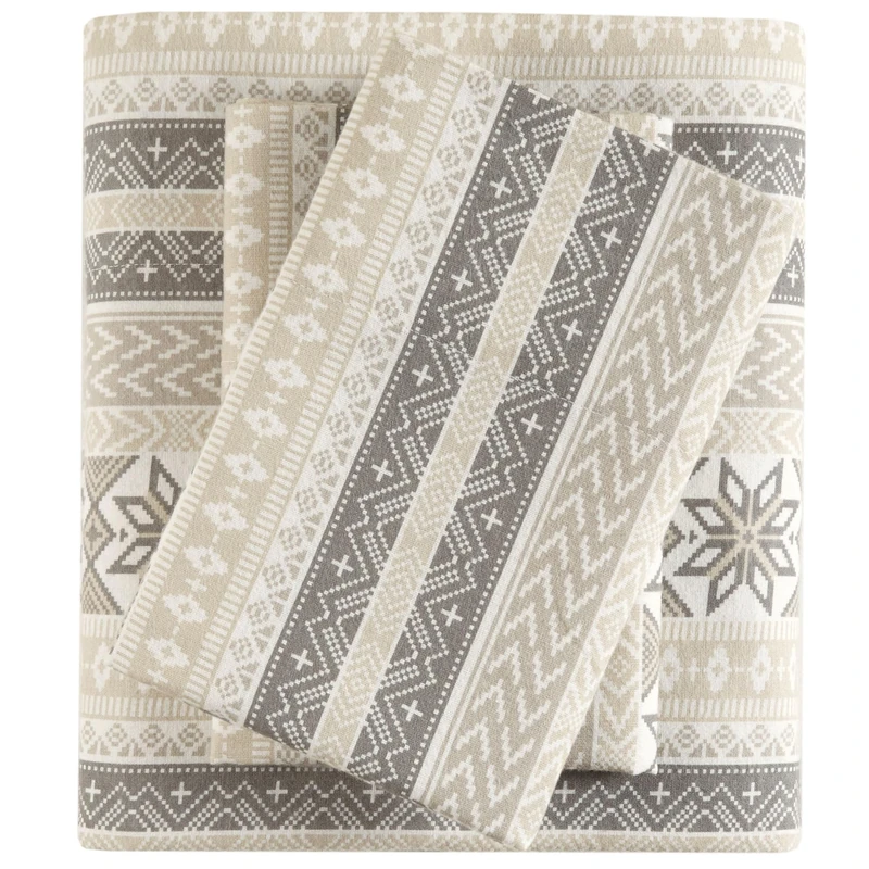 SLEEP PHILOSOPHY True North 100% Cotton Flannel Sheet Set, Ultra Soft Cute, 4-Piece Bed Sheet Set, Elastic Pocket Fits Mattress Upto 14", Full