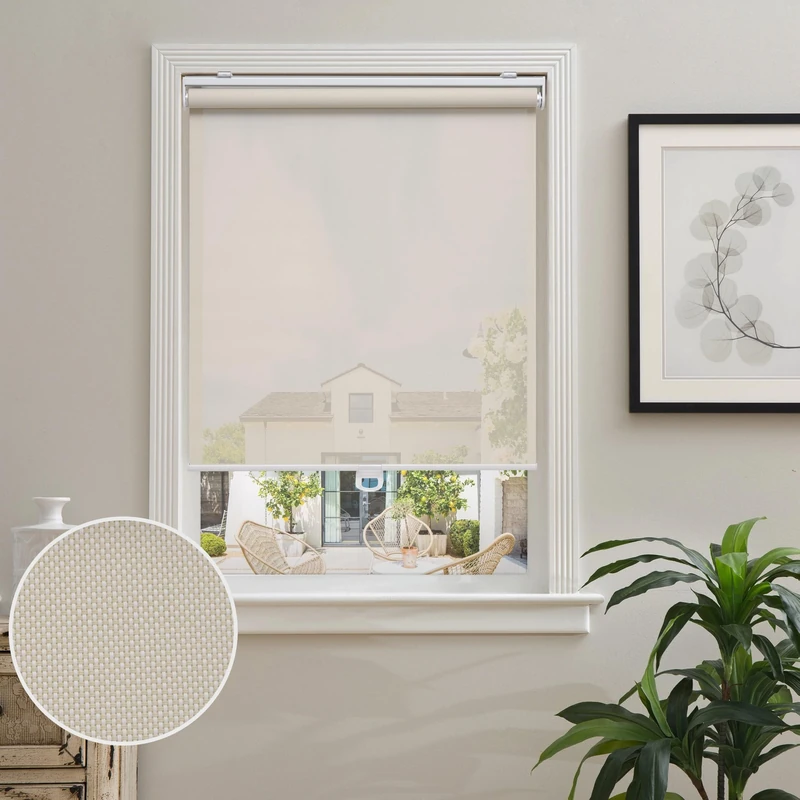 AOSKY Light Filtering Roller Shades for Indoor Windows, 36"W x 72"H, Beige