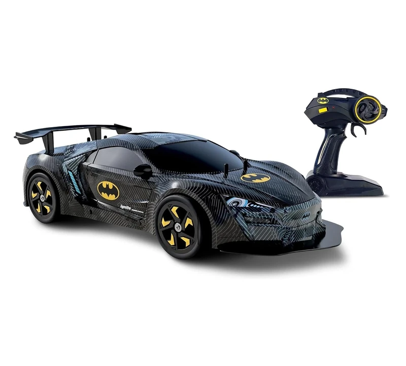 BLADEZ Batman Toyz Bat Tech Remote Control Car - Super Fast Action Up to 25 km/h - Cool LED Wheels for Exciting Play - 1:10 Scale Car Batman Gifts for Adults & Kids 3+ - Official The Batman Toy