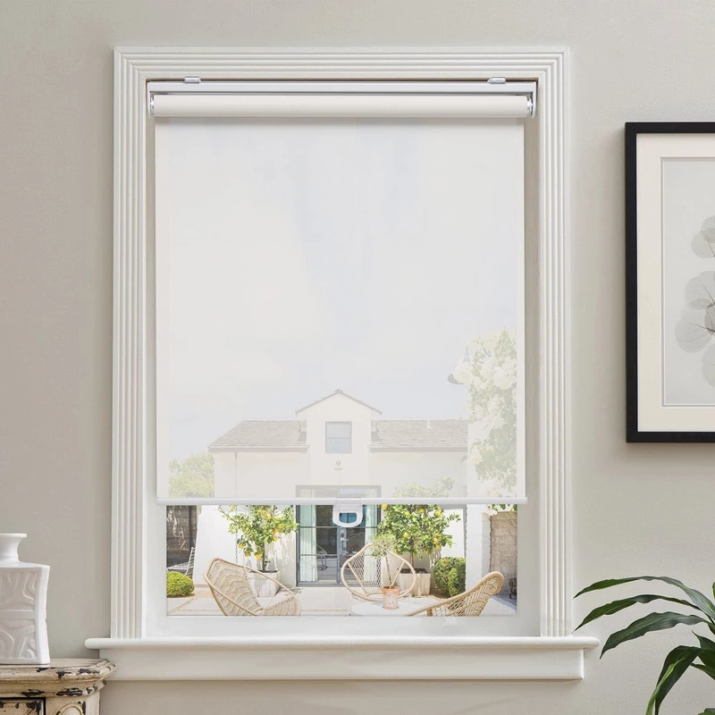 AOSKY Light Filtering Roller Shades for Indoor Windows, 29"W x 72"H, White