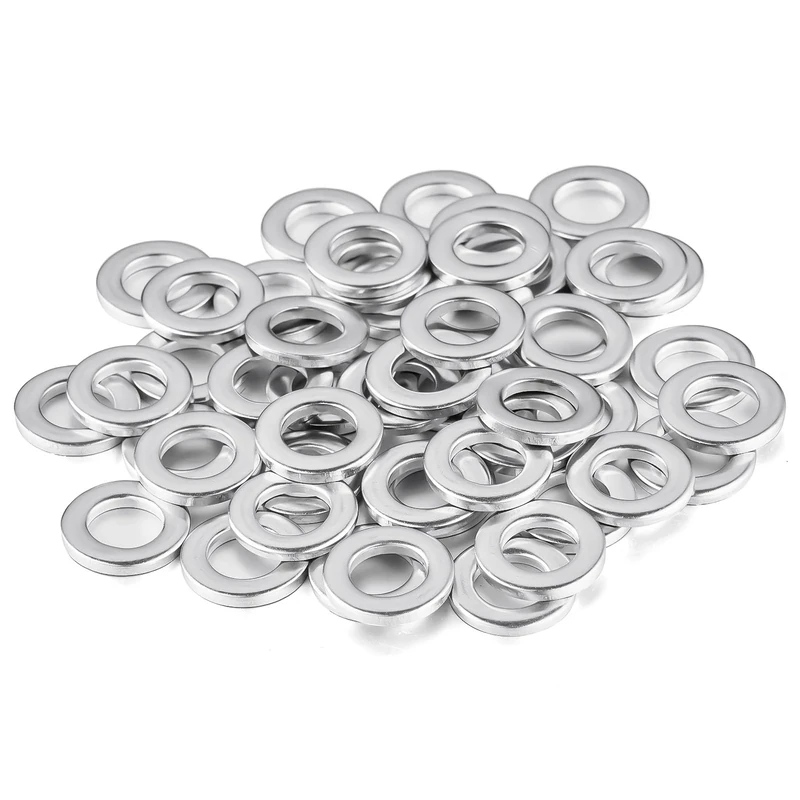 Flintronic M8 Washers, 50PCS M5 x15 x 2mm Metal Flat Penny Washers, 304 Stainless Steel Flat Washers, Round Flat Spacer Repair Washer for Home Decoration Factories Repair Construction Washers