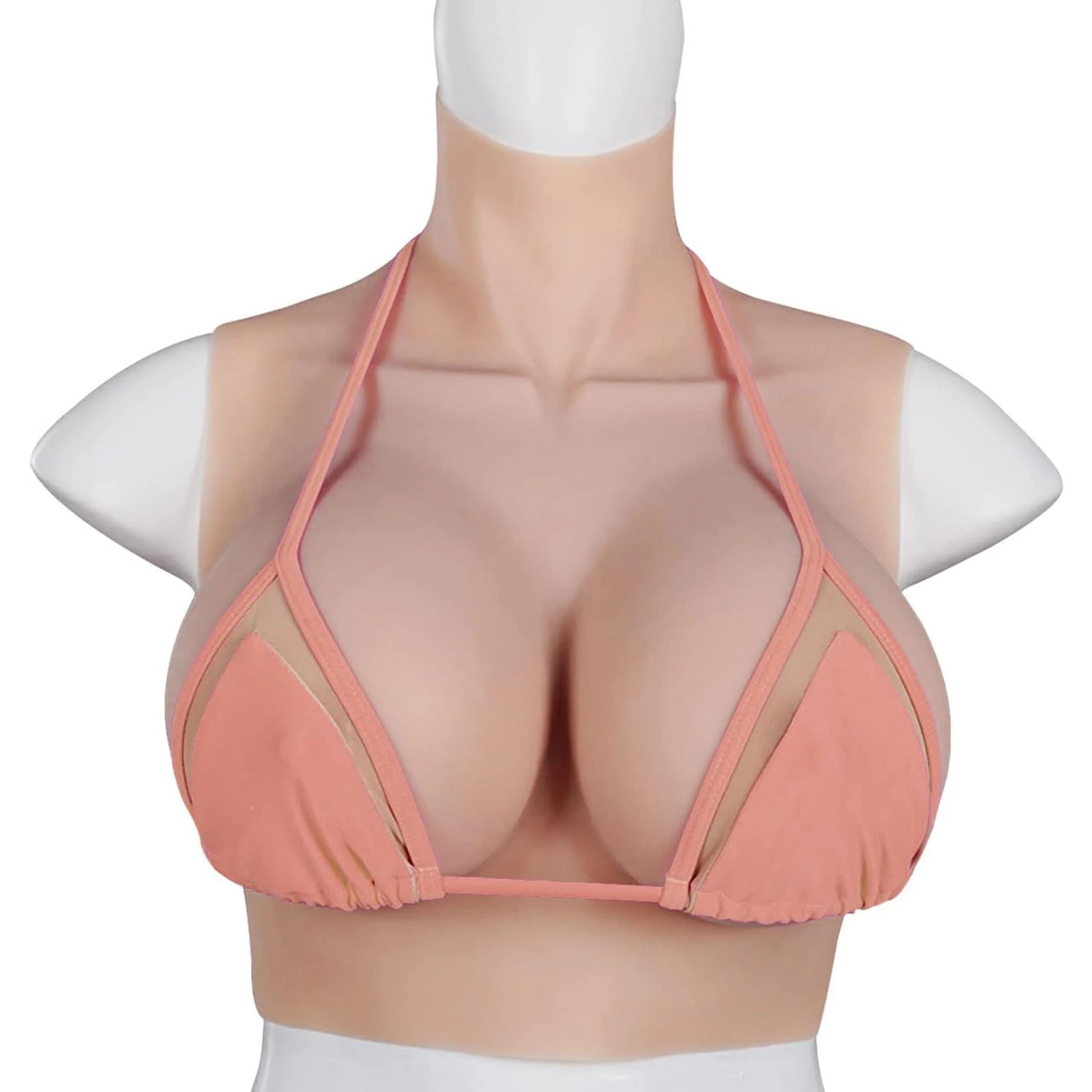 HUANQIN Silicone Breast Simulation Breast Mastectomy Prosthesis Cotton Filled C Cup, Drag Queen Transgender Cosplay Realistic Breastplate, Silicone Breast Forms False Boobs Bust Enhancer, Ivory