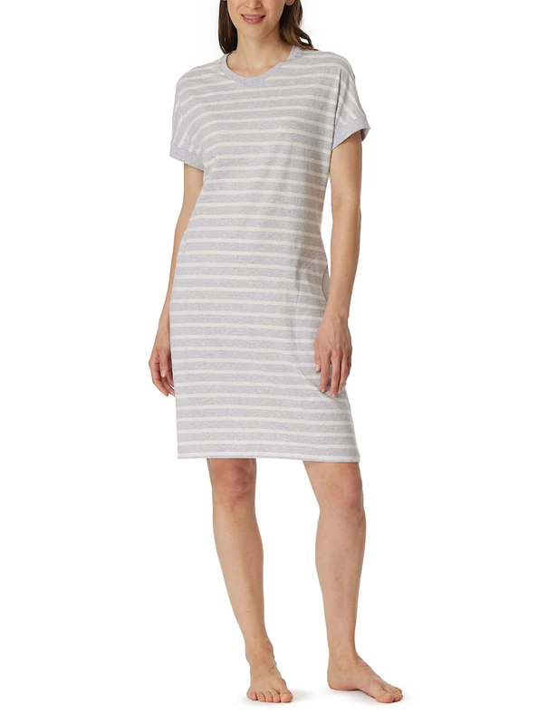 Schiesser Women's Pyjamas 3/4 Short Sleeve Cotton Nightwear, Silver grey mel._181251, 16