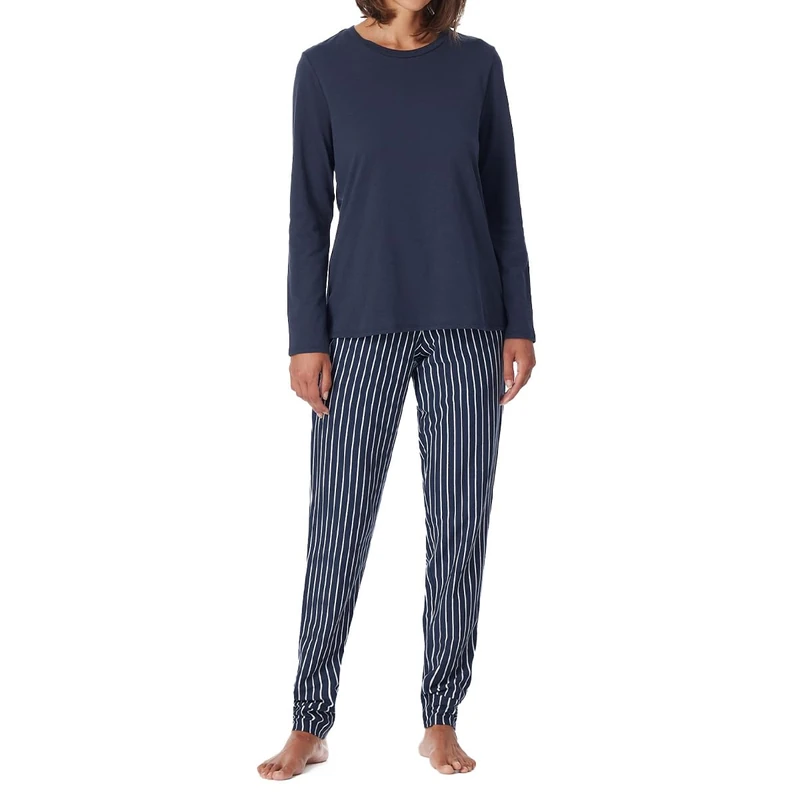 Schiesser Women's Uncover Nightwear Pajama Set, Dunkelblau-gem_181754, 46