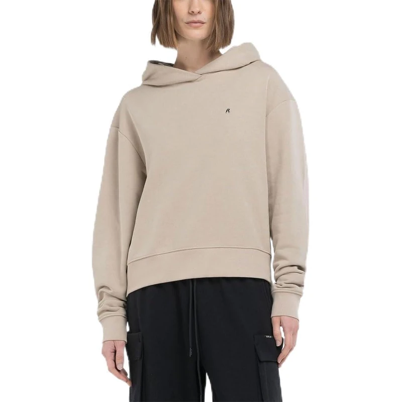 Replay Women's W3711 Hooded Sweatshirt, 803 Light Taupe, XL