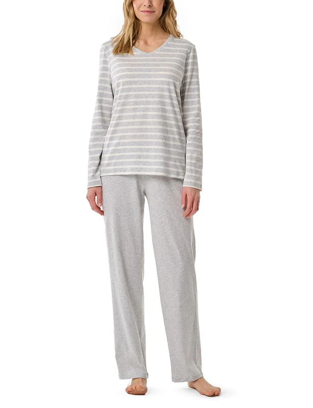 Schiesser Women's Casual Essentials Pajama Set, silbergrau-Mel_181756, 40