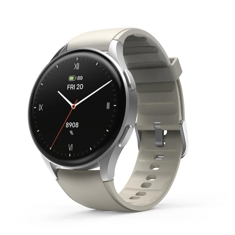 Hama "8900" Smart Watch, GPS, AMOLED 43 mm, Telephone & Alexa Function, Round, Silver