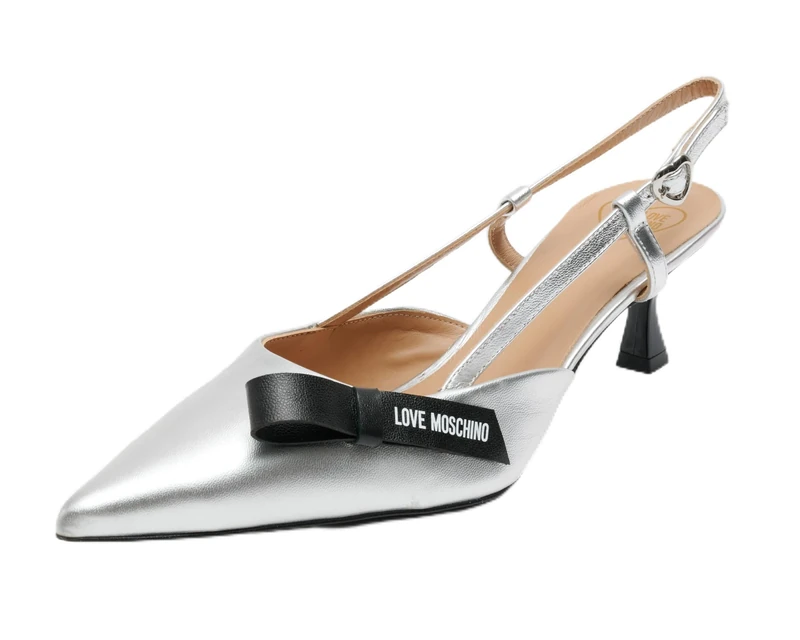 Love Moschino Heeled Sandals Women Silver Black 6 UK