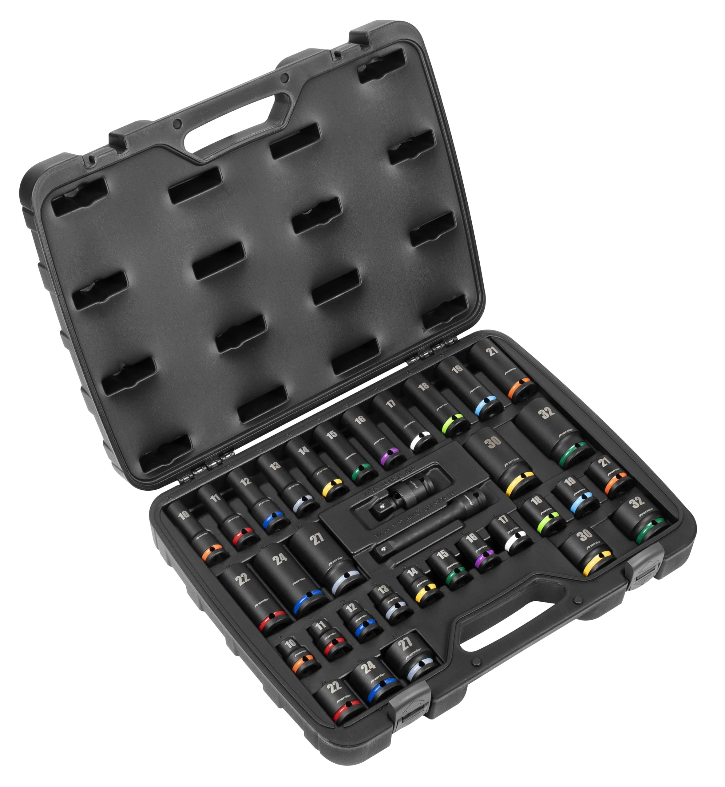 Sealey Premier 34pc 1/2" Sq Drive Impact Socket Set - Colour Coded - AK5635M