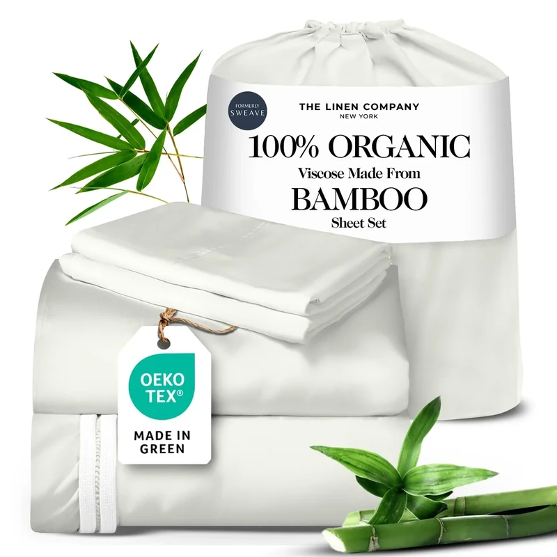 100% Organic Viscose Derived from Bamboo King Sheet Set - The Only Sheets with 100% Pure Viscose & No Blend - Luxuriously Soft, Breathable & Naturally Cooling - Ideal for Sensitive Skin - Ivory