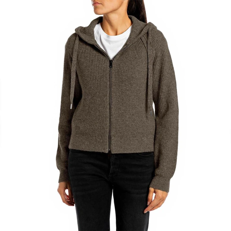 Replay Women's Cardigan with Zip, 759 Mud Green, XS