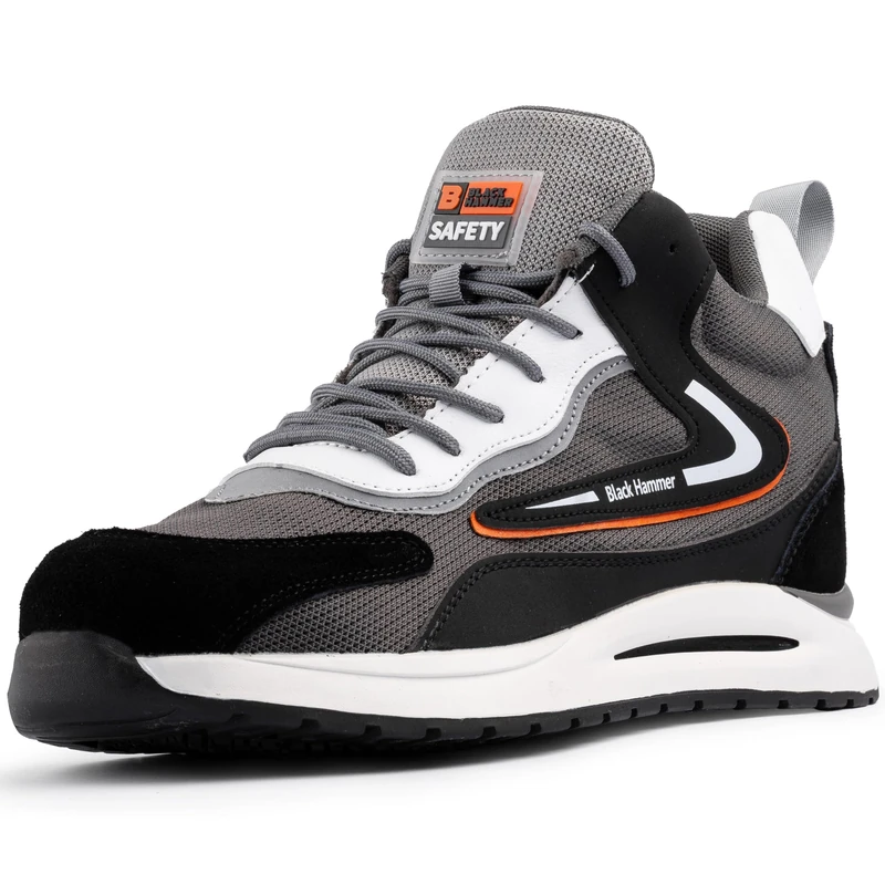 Black Hammer Mens Steel Toe Cap Boots with Midsole Protection Safety Boots for All-Around Professional Protection Comfort, Durability & Non-Slip S1P SRC Titan Plus (10 UK) Black