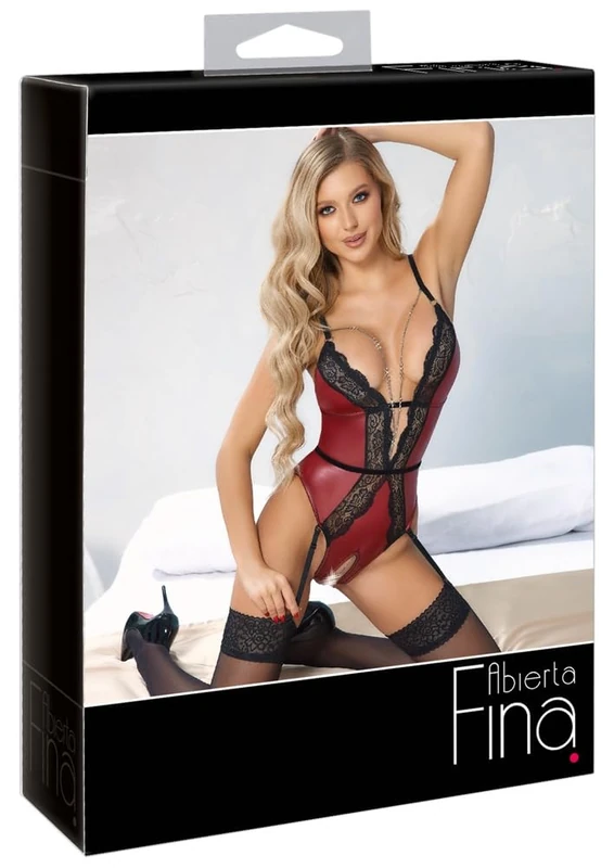 Abierta Fina Women Crotchless Body Red/Black M
