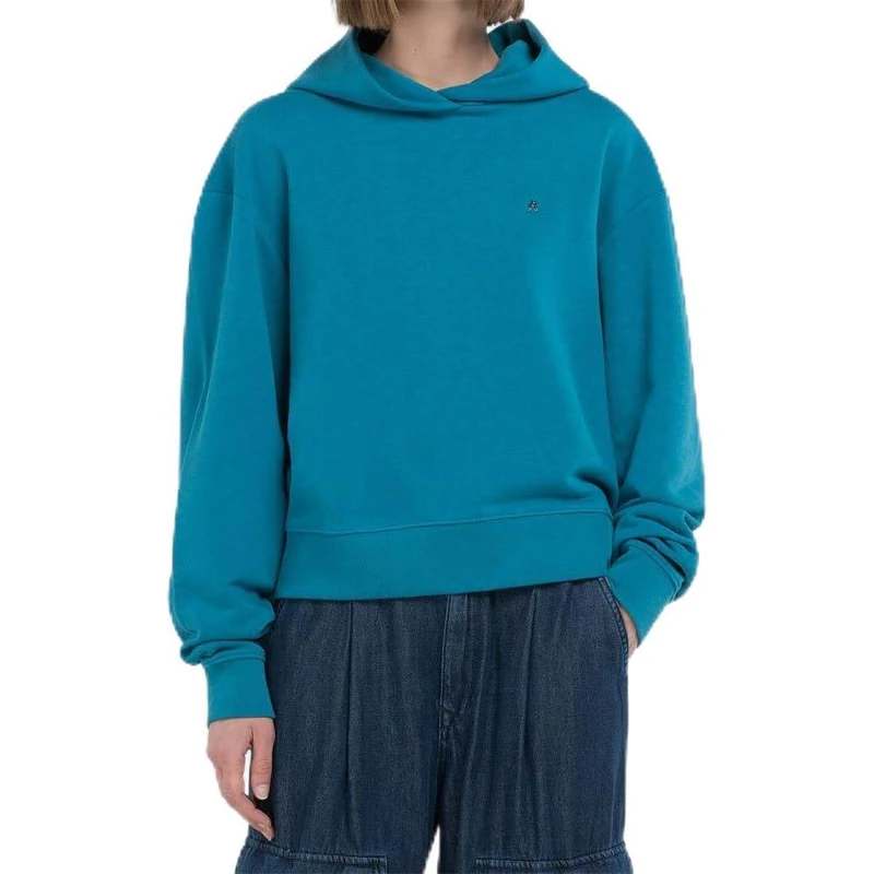 Replay Women's W3711 Hooded Sweatshirt, 181 Peacock, M