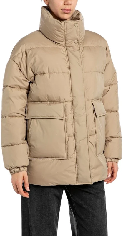 Replay Women's W7840 Quilted Jacket, 867 Light Coffee, L