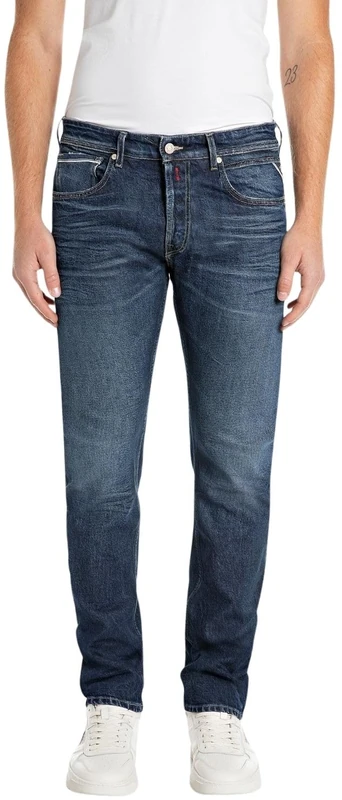 REPLAY Herren Jeans Grover Straight-Fit Original, Blau (Dark Blue 007), 32W / 32L