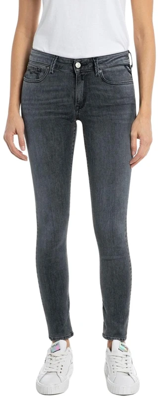 REPLAY Damen Jeans New Luz Skinny-Fit mit Power Stretch, Grau (Dark Grey 097), 30W / 34L
