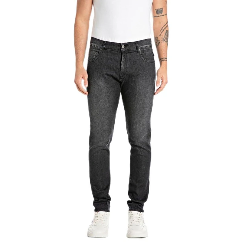 Replay Men's Mickym Powerstretch Denim Jeans, 097 Dark Grey, 38 W/32 L