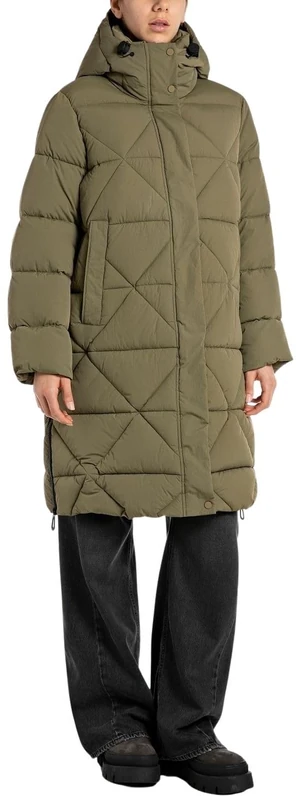 Replay Women's W7841 Quilted Coat, 238 Army Green, XL