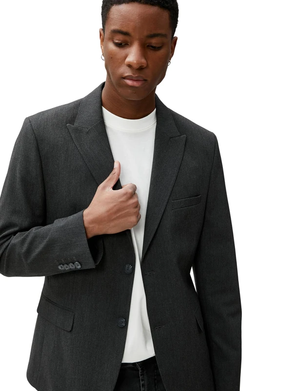 Koton Men's Blazer Jacket Button Detailed Slim Fit, Grey(031), 40